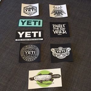 YETI Stickers -7 YETI and 1 Platypus